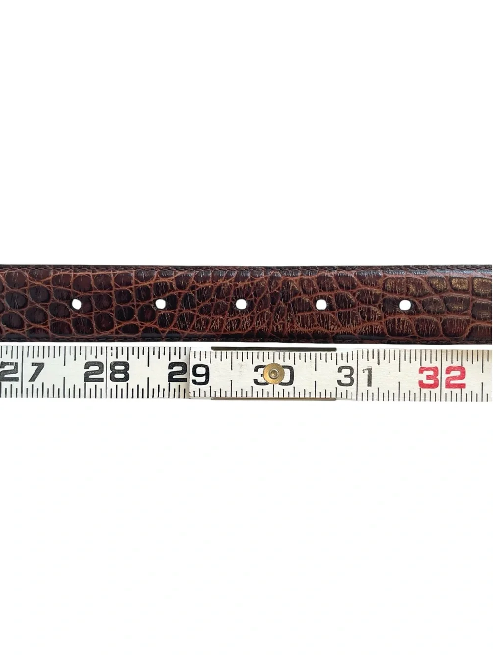 Ralph Lauren Brown Croc Embossed Leather Skinny Belt Vintage 90s Y2K Size S